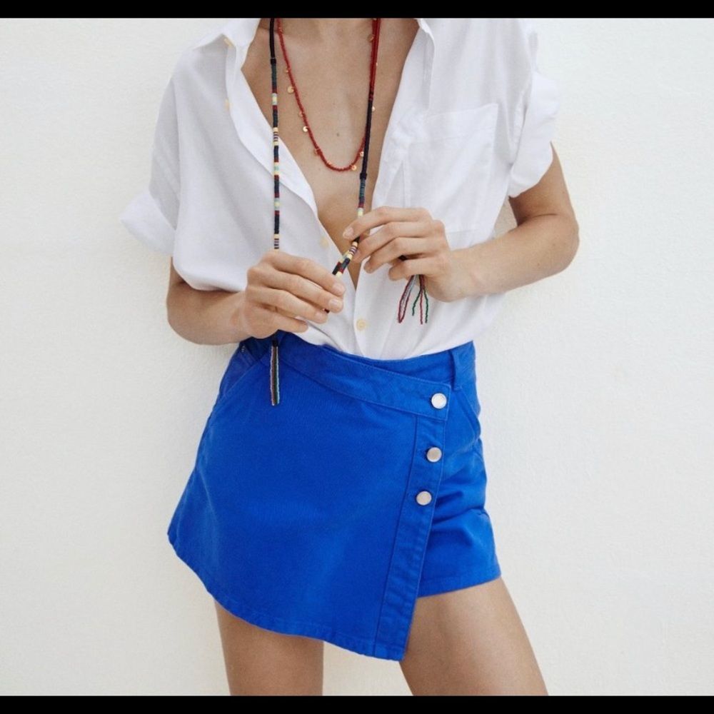 Zara Electric Blue Wrap Mini Skort